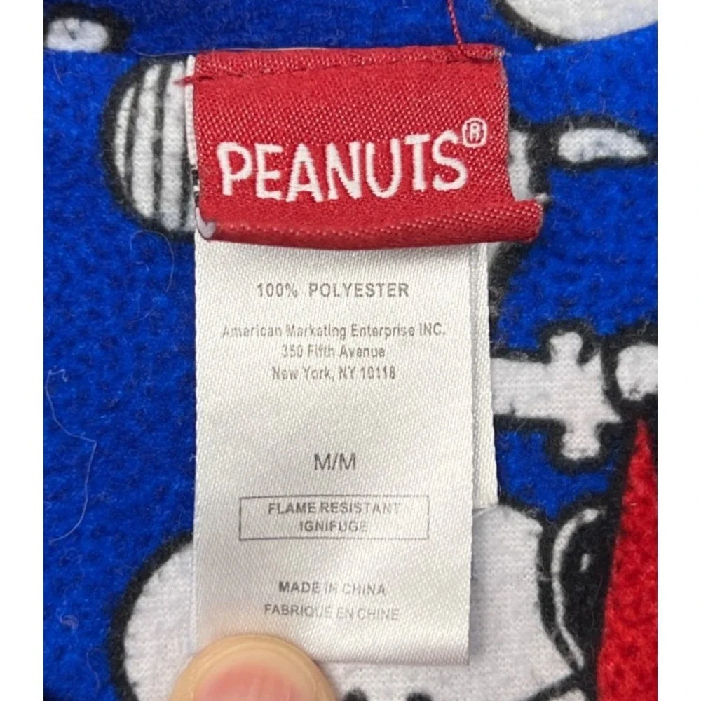 Peanuts Snoopy Woodstock Christmas Pajama Top Kids Medium Button Up Sleep Shirt